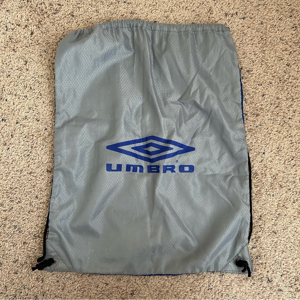Umbro Gray & Blue Sport Soccer String Bag Backpack Gym